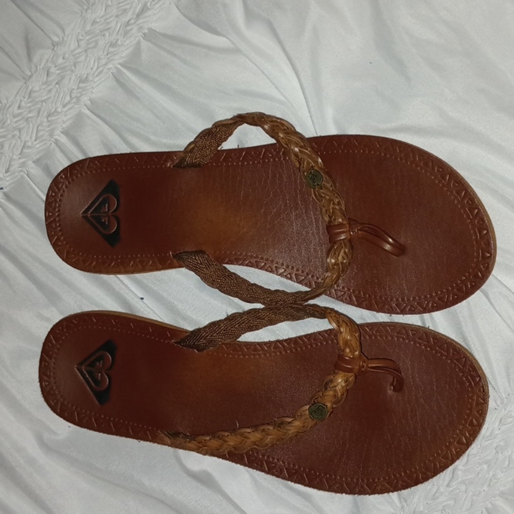 Roxy flip flop brown sz8 excellent condition leather